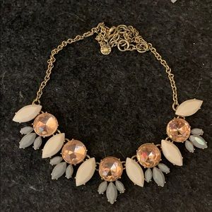 J Crew Blush Pink Gold Grey Statement Necklace